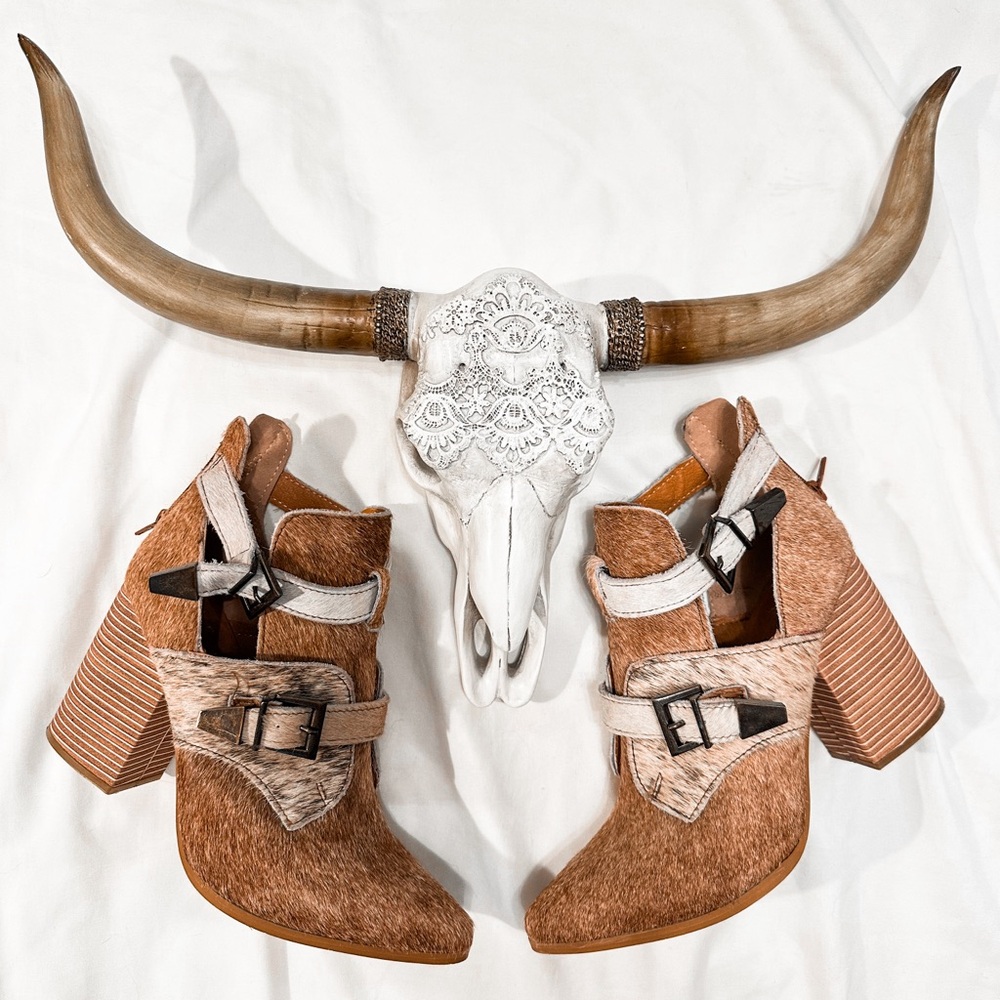 Genuine Cowhide Cowgirl Booties